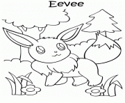 Printable eevee in the jungle coloring pages